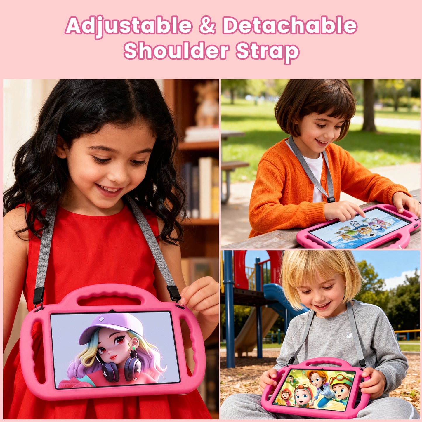 Tablet, Android Tablet, 12GB RAM 64GB ROM 1TB Expansion, 10 inch 800x1280 FHD Touch Screen, 2MP+8MP Dual Camera, WiFi 5, 6000mAh Battery & Parental Control Pink with EVA Case