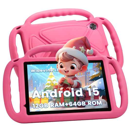 Tablet, Android Tablet, 12GB RAM 64GB ROM 1TB Expansion, 10 inch 800x1280 FHD Touch Screen, 2MP+8MP Dual Camera, WiFi 5, 6000mAh Battery & Parental Control Pink with EVA Case