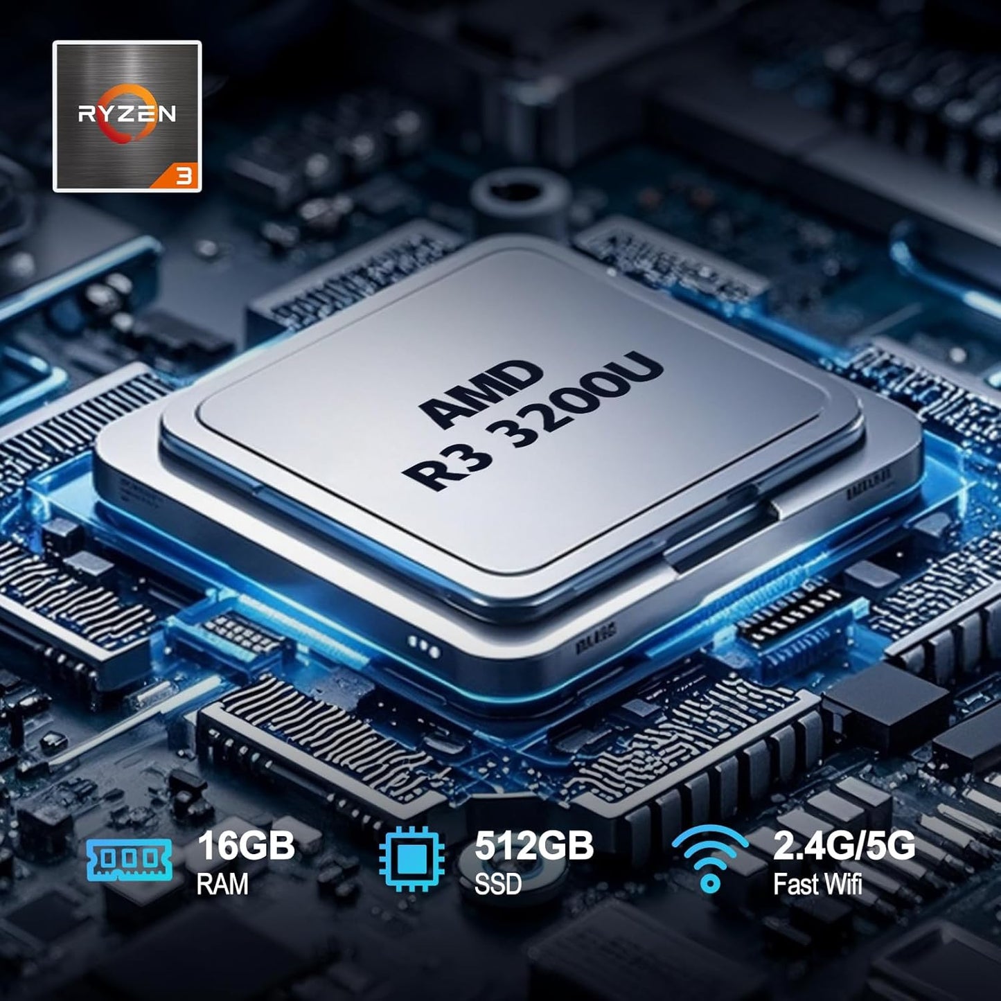 15.6 inch FHD Laptop Computer-AMD R3 3200U Processor (Up to 3.5GHz) Laptop, 16GB RAM 512GB SSD Notebook Computer, Dual-Band WIFI, Numpad, Full Function Type-C, Support WiFi 5, BT5.0, 4500mAh Black