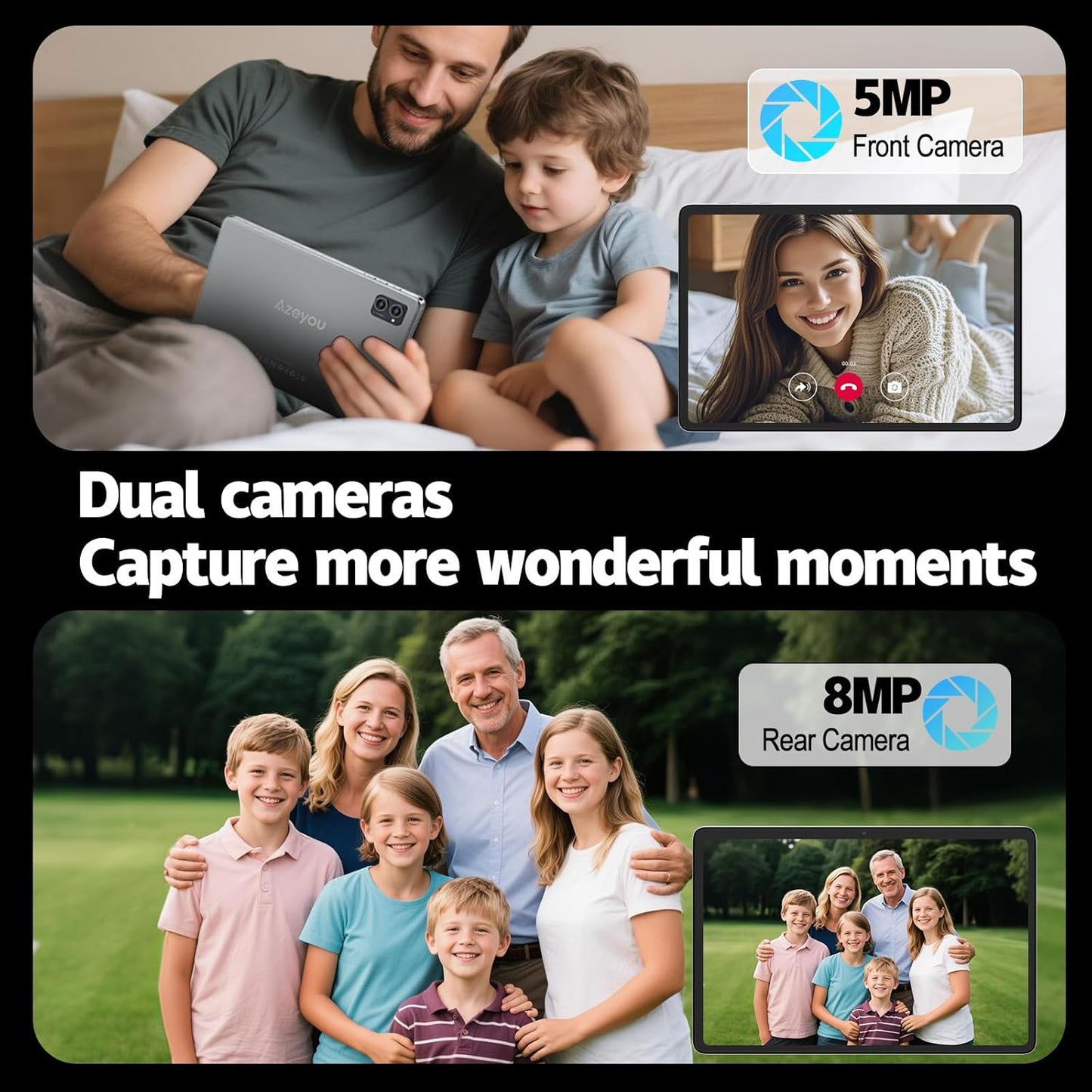 10 inch Tablet, Android 14 Tablet, 8GB RAM 128GB ROM 1TB Expansion, Octa-core Processor, 1280x800 HD Touch Screen, 5MP+8MP Dual Camera, WiFi 6, BT 5.0, 6000mAh Battery & Quad Speakers, Metal Grey