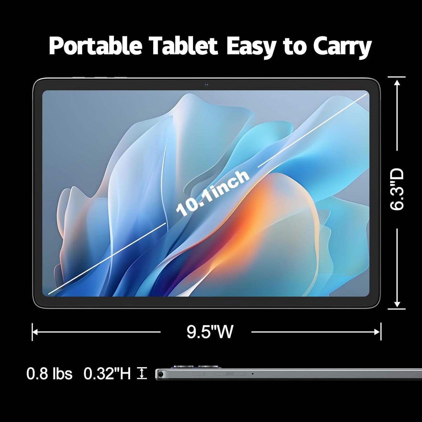 10 inch Tablet, Android 14 Tablet, 8GB RAM 128GB ROM 1TB Expansion, Octa-core Processor, 1280x800 HD Touch Screen, 5MP+8MP Dual Camera, WiFi 6, BT 5.0, 6000mAh Battery & Quad Speakers, Metal Grey