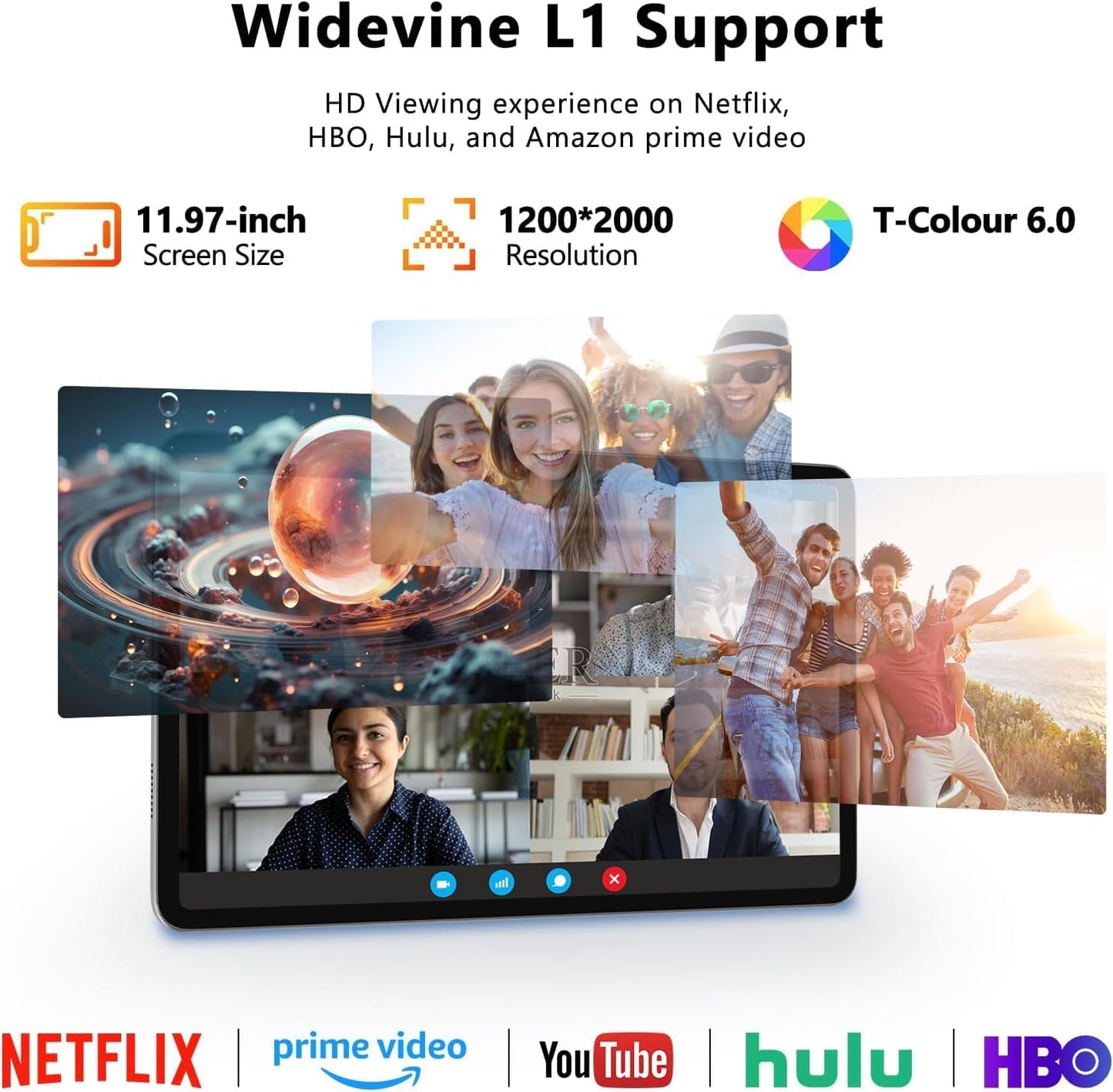 Android 15 Tablet, 12 inch 2000x1200 2K Touch Screen, 20GB RAM 128GB ROM 1TB Expansion, Gemini Ai A733 Octa-Core Processor, 5MP+13MP Dual Camera, WiFi6, BT5.0, 8000mAh Battery, Metal Grey with Case